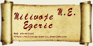 Milivoje Egerić vizit kartica